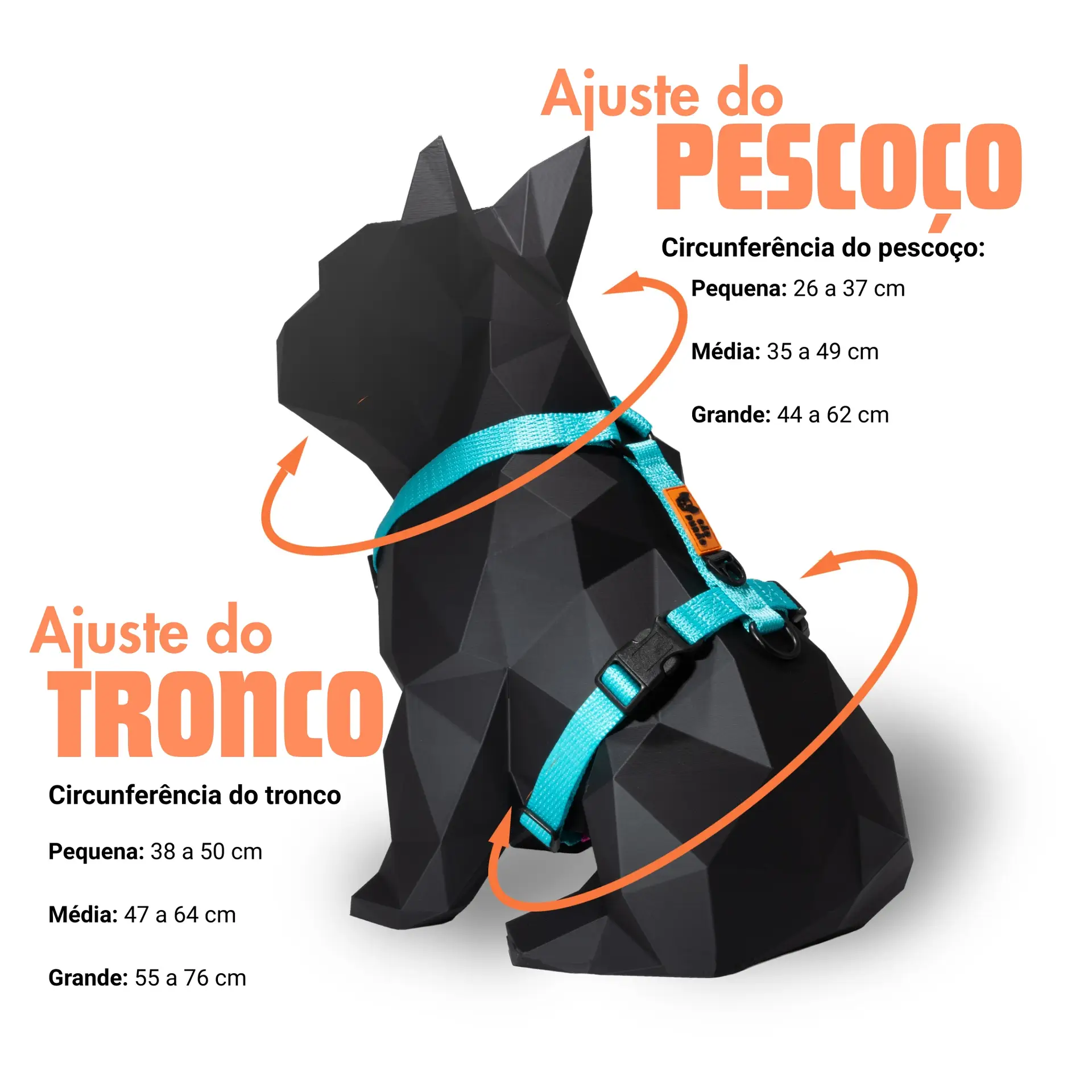 Coleira Peitoral H Tamanho Guia